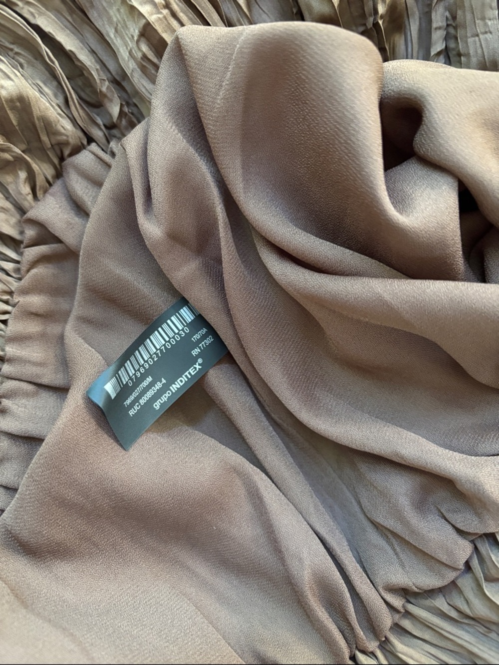 Zara wrinkled effect satin finish balloon bubble hem brown midi skirt sz.M - Picture 15 of 16